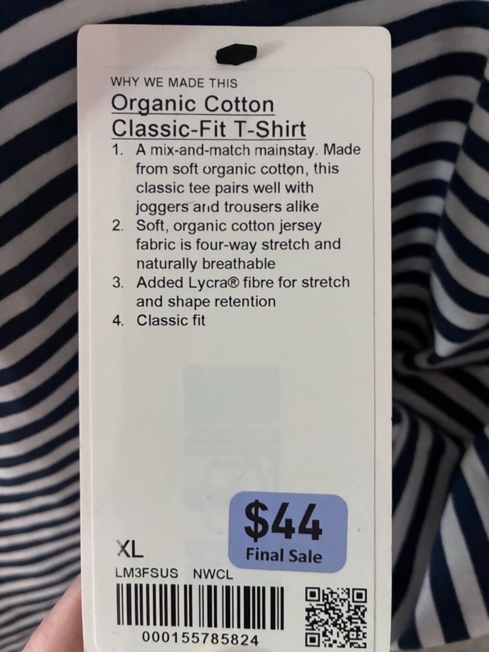 Lululemon Navy and White Striped Short Sleeve Crew - Picture 2 of 4